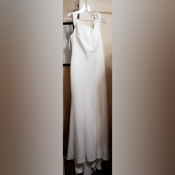 Elegant White Off Shoulder Slit Mermaid Party Dres - Picture 6 of 6